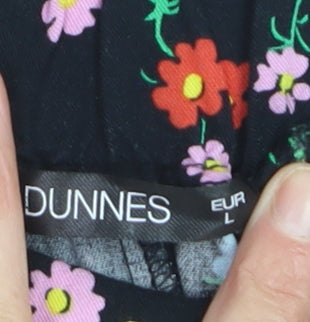 Dunnes Women Black Floral A-Line Short Skirt Size L