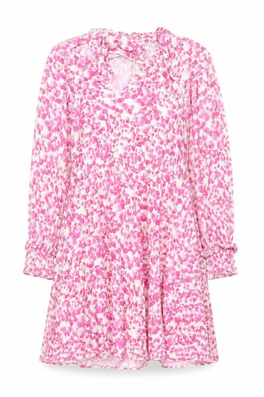 Front view of Gallery Women's Pink Floral A-Line Short Dress, size 12