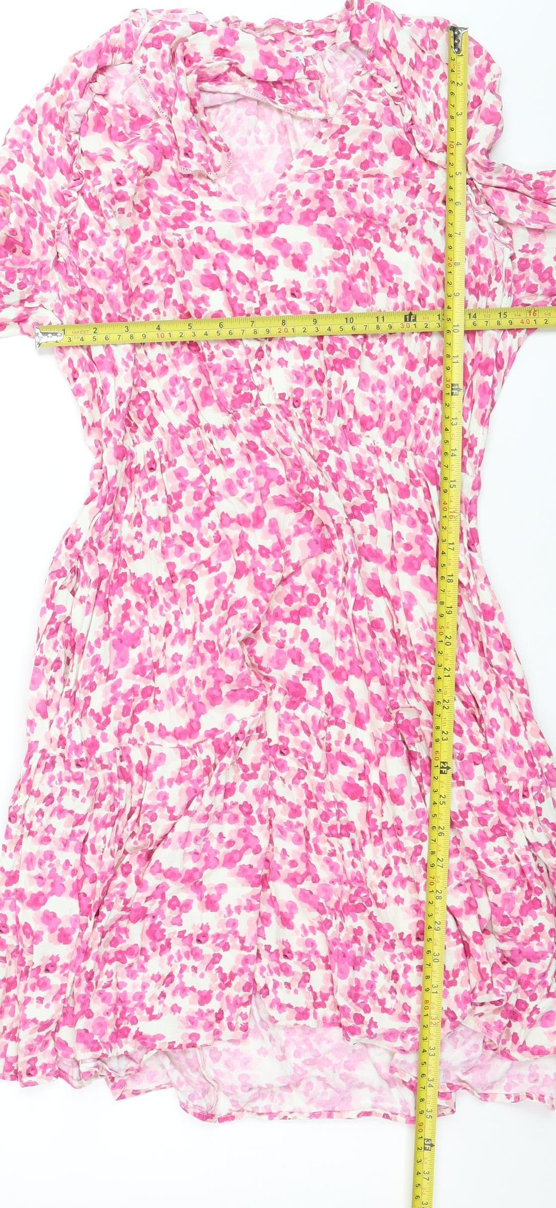 Gallery Women's Pink Floral A-Line Short Dress Size 12