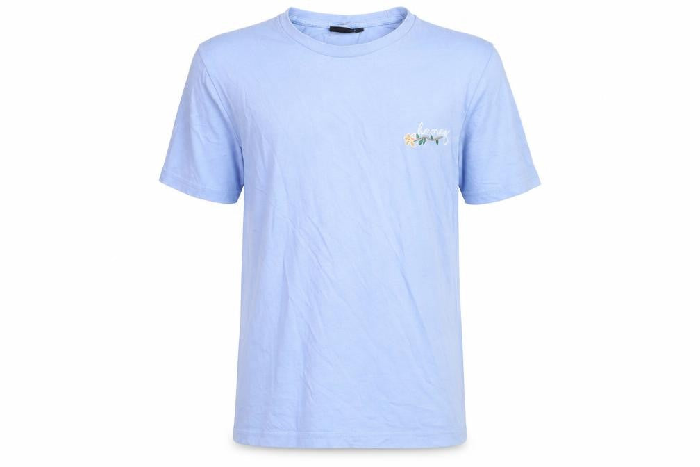 BORN Men's Blue 'Honey' Embroidered Cotton T-Shirt Medium
