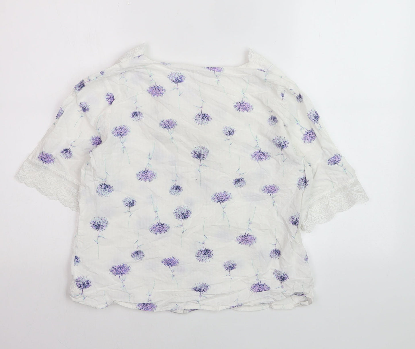 Gallery Women’s White Floral Lace Trim Blouse UK 10