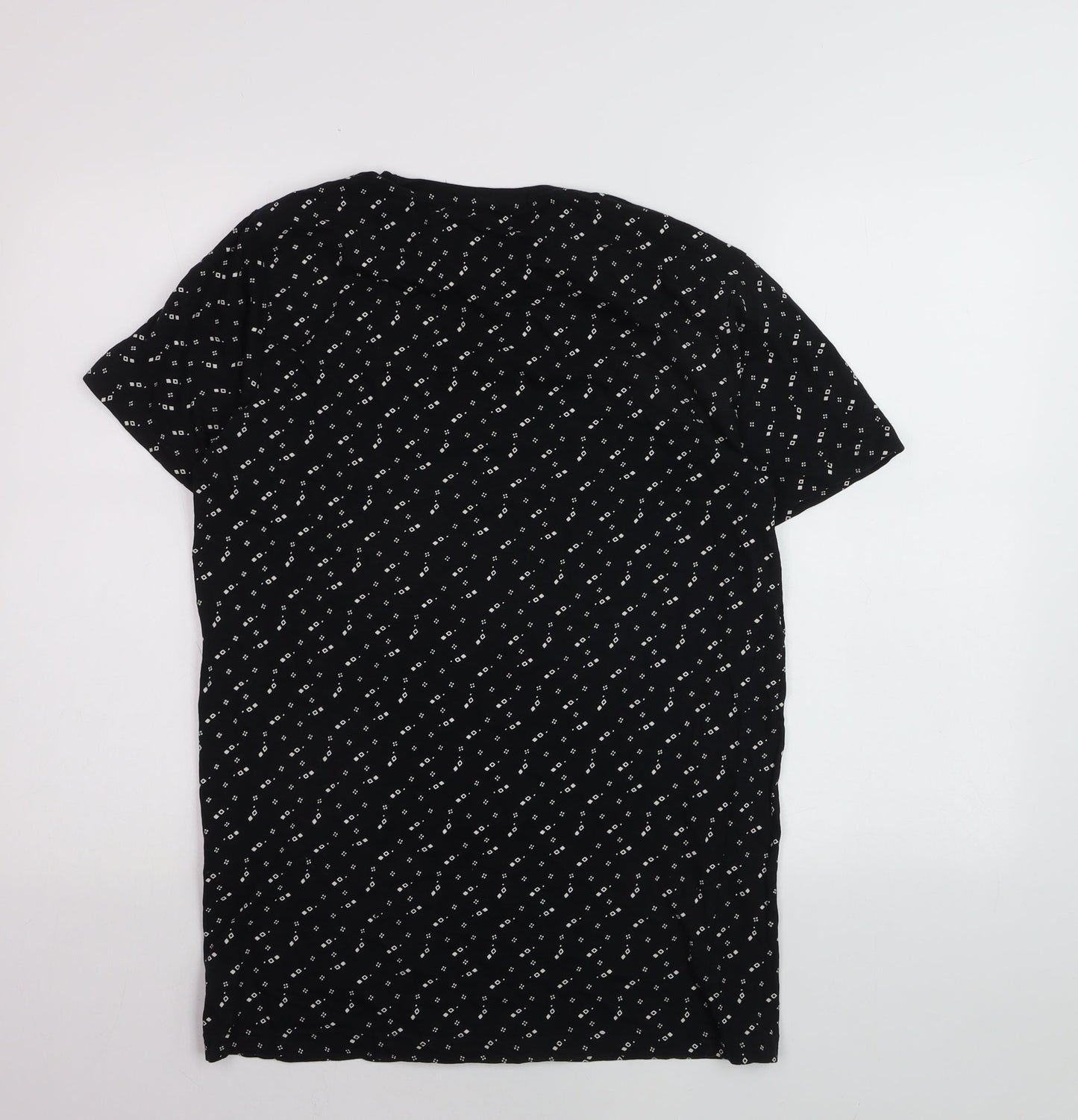 Skinzone Men's Black Geometric Print XL Cotton Crew Neck T-Shirt