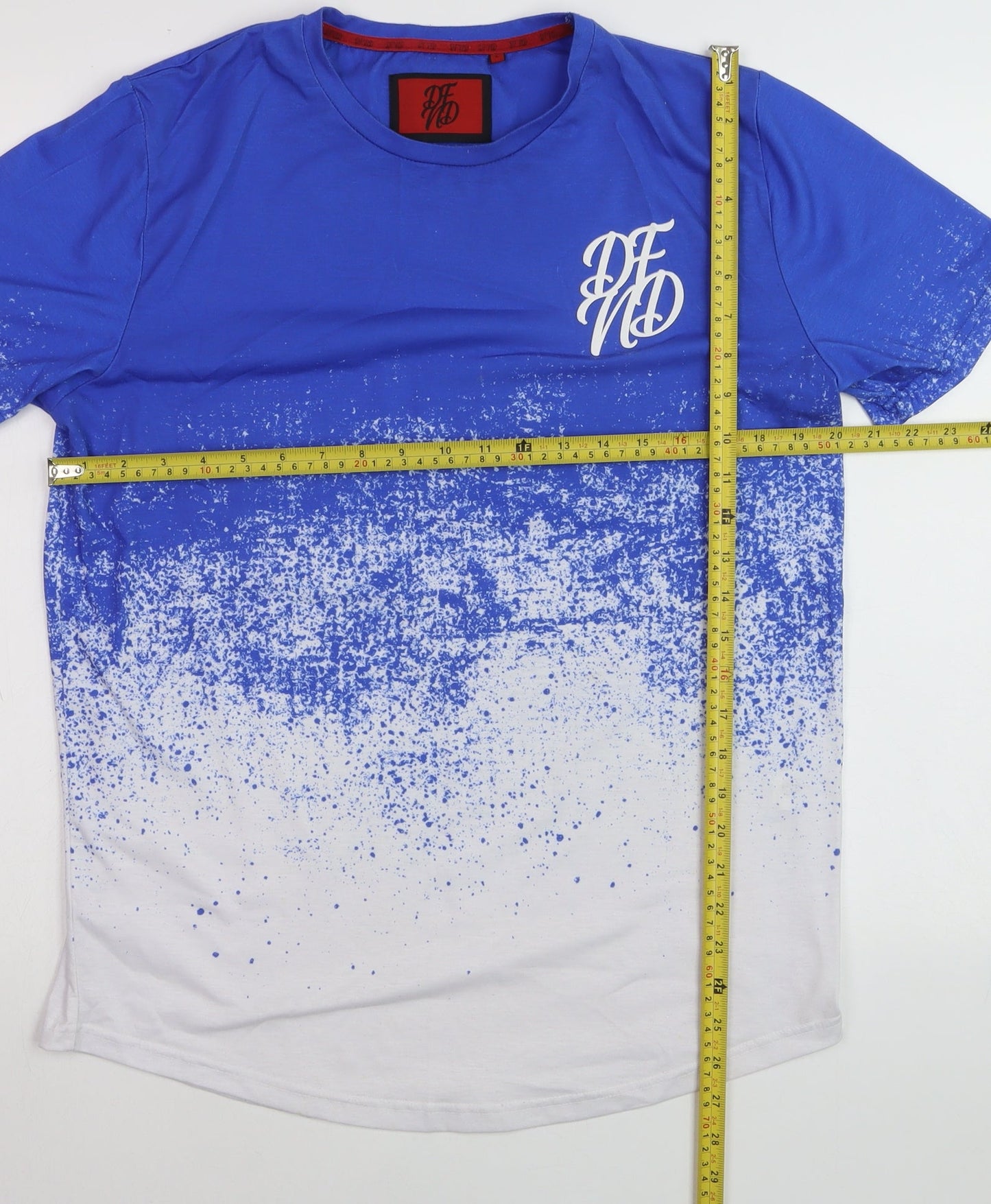DFND Men's Blue & White Gradient Crew Neck Short Sleeve T-Shirt L