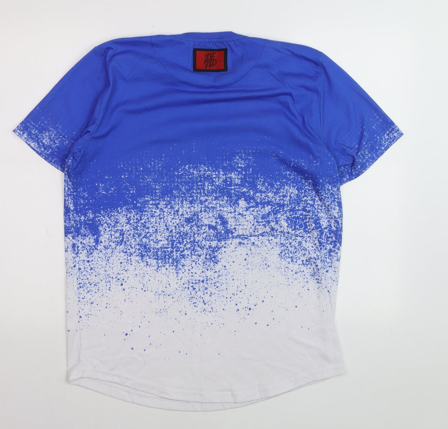 DFND Men's Blue & White Gradient Crew Neck Short Sleeve T-Shirt L