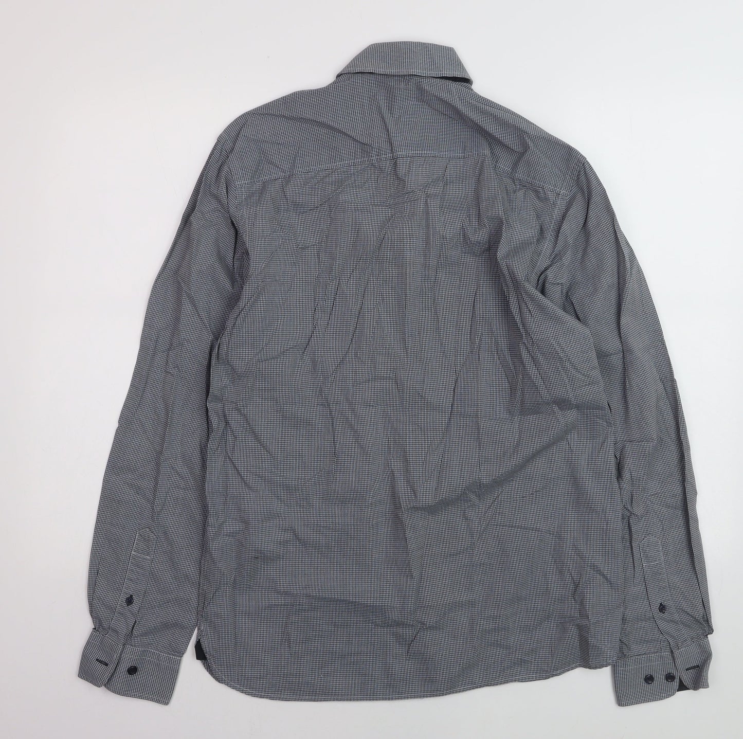 Jack & Jones Men’s Blue Check Premium Long Sleeve Button-Up Shirt L