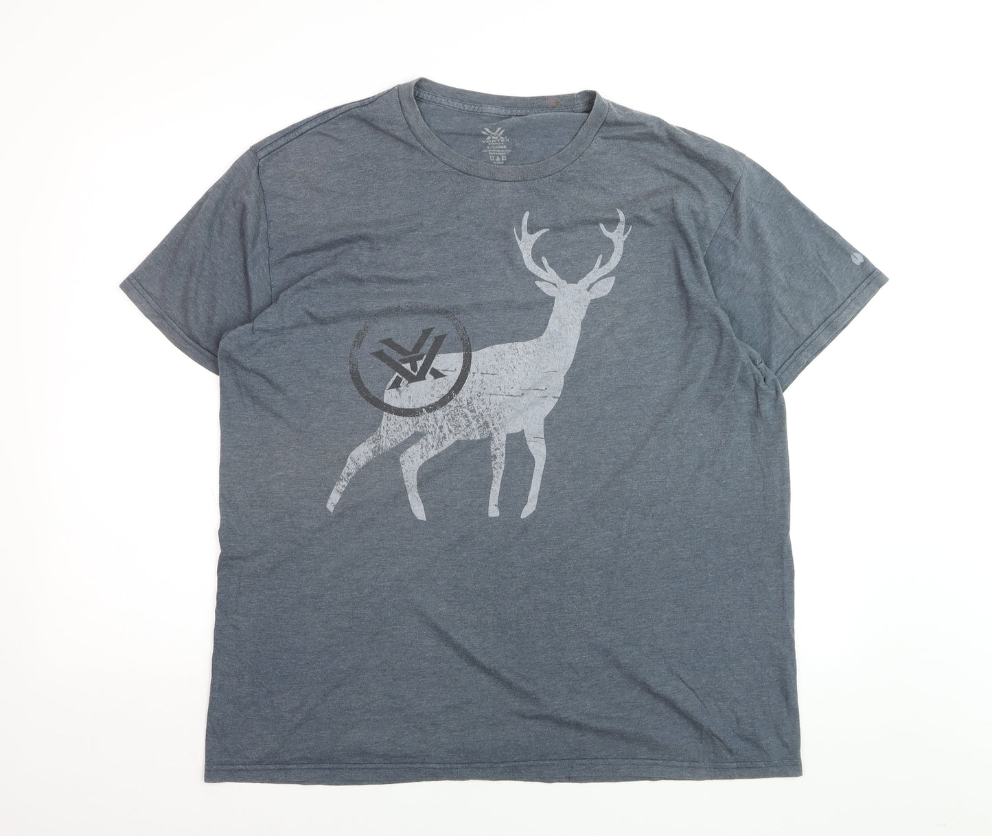 Vortex Men's Grey XL Graphic Deer Lightweight Cotton Blend T-Shirt