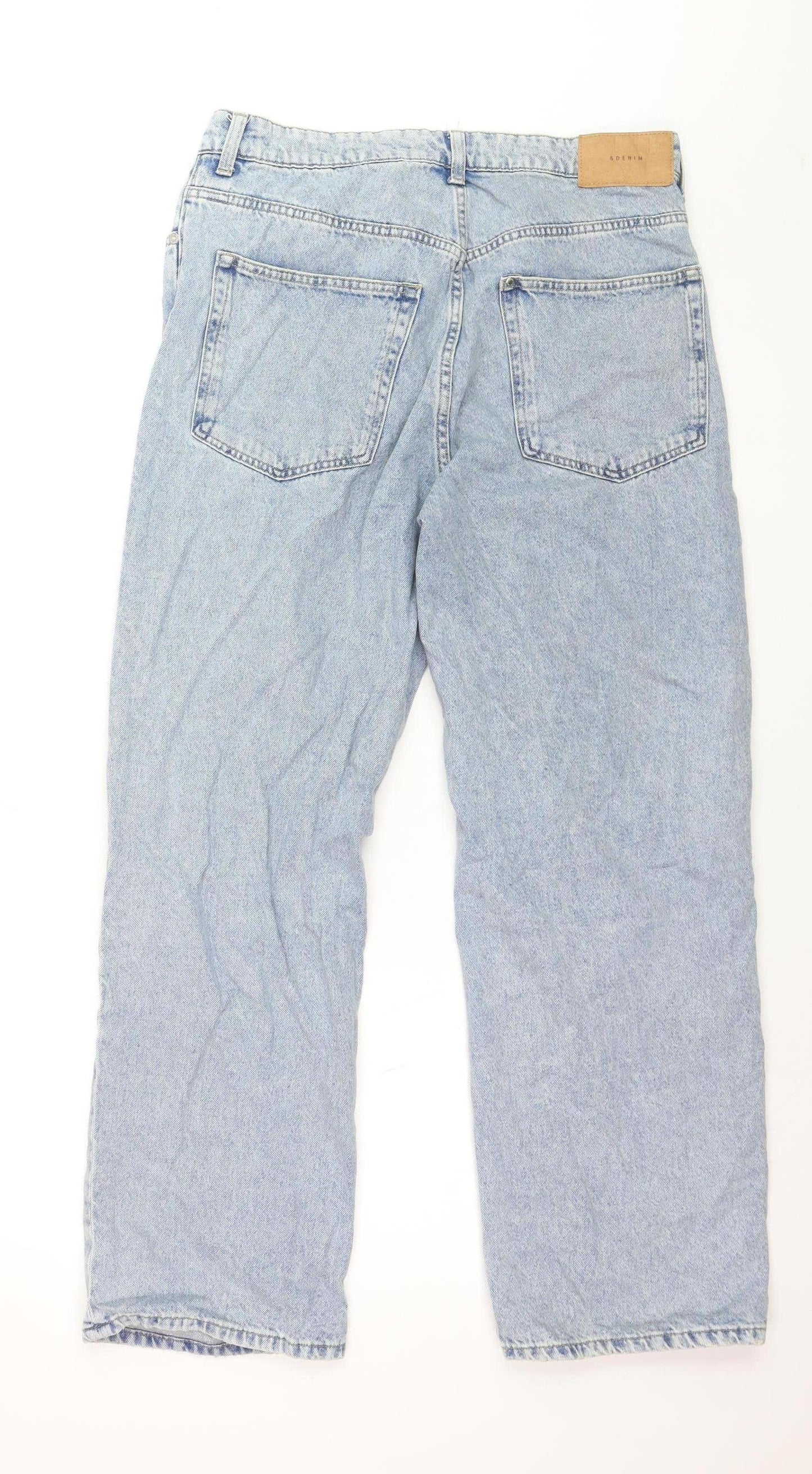 Ardene Women’s Blue Distressed Loose Straight High Waist Jeans Size 16