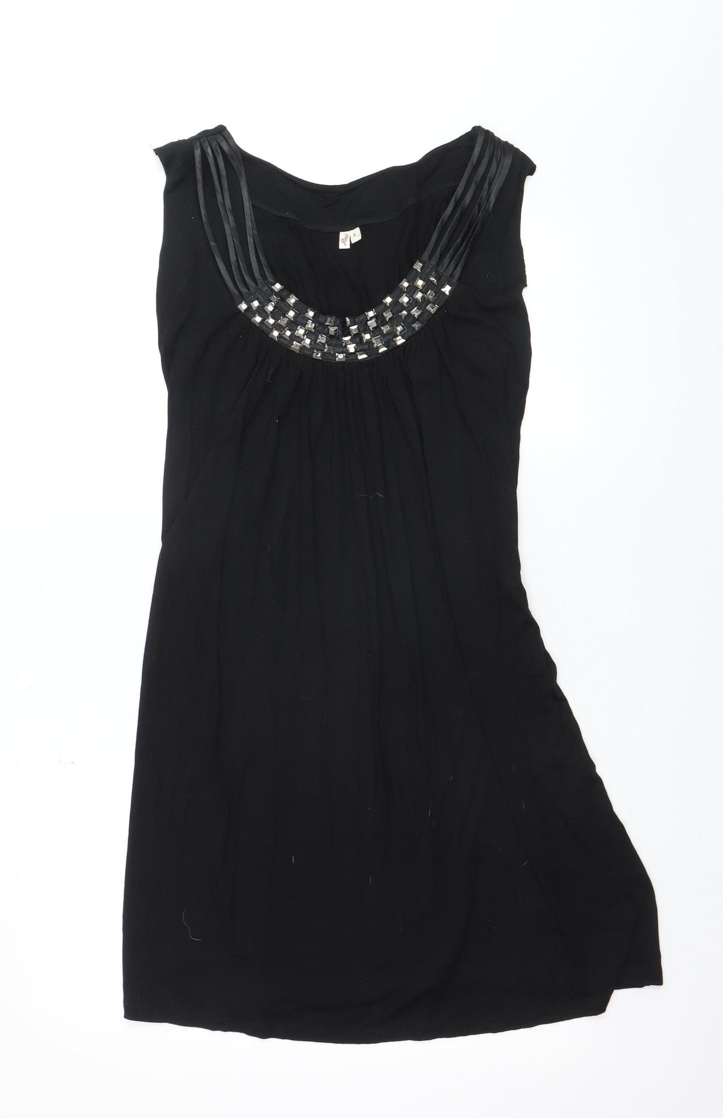 Joie Women’s Black Beaded Scoop Neck Sleeveless Shift Dress L