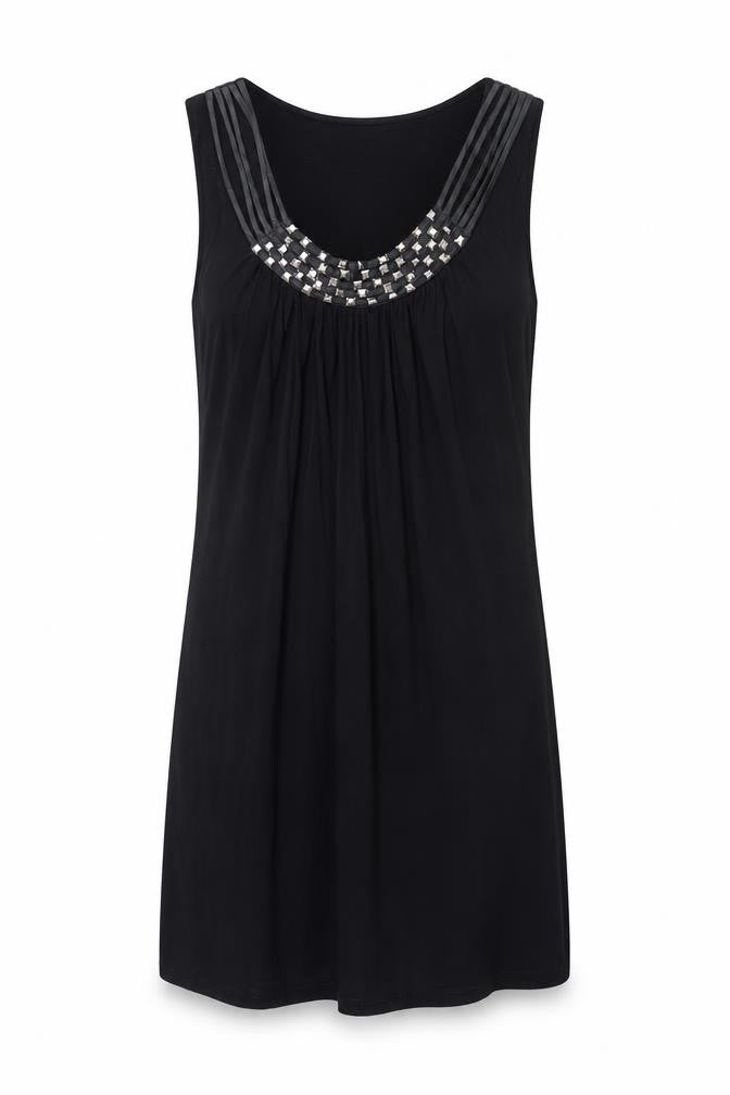 Joie Women’s Black Beaded Scoop Neck Sleeveless Shift Dress L