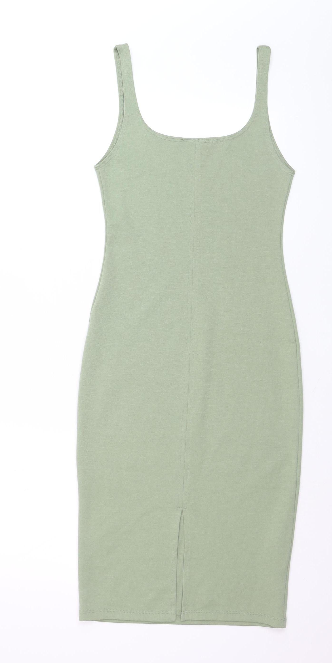 Zara Women Green Bodycon Jersey Sleeveless Dress Size 8