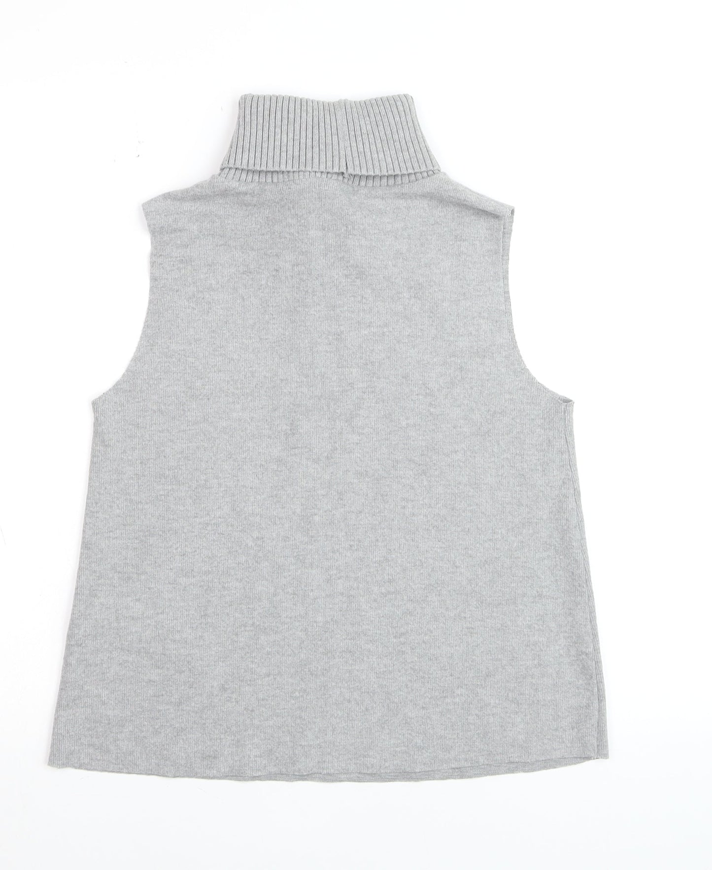 Zara Women Grey Roll Neck Sleeveless Vest Jumper Size S