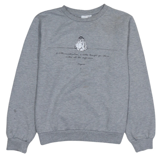Disney Eeyore Unisex Grey Pullover Sweatshirt L Graphic Print