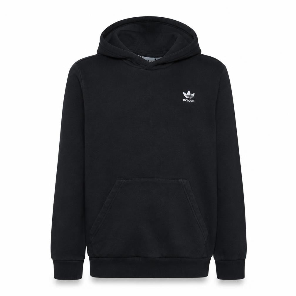 Adidas Boys Black Pullover Hoodie Size 13-14 Years Logo Cotton Blend