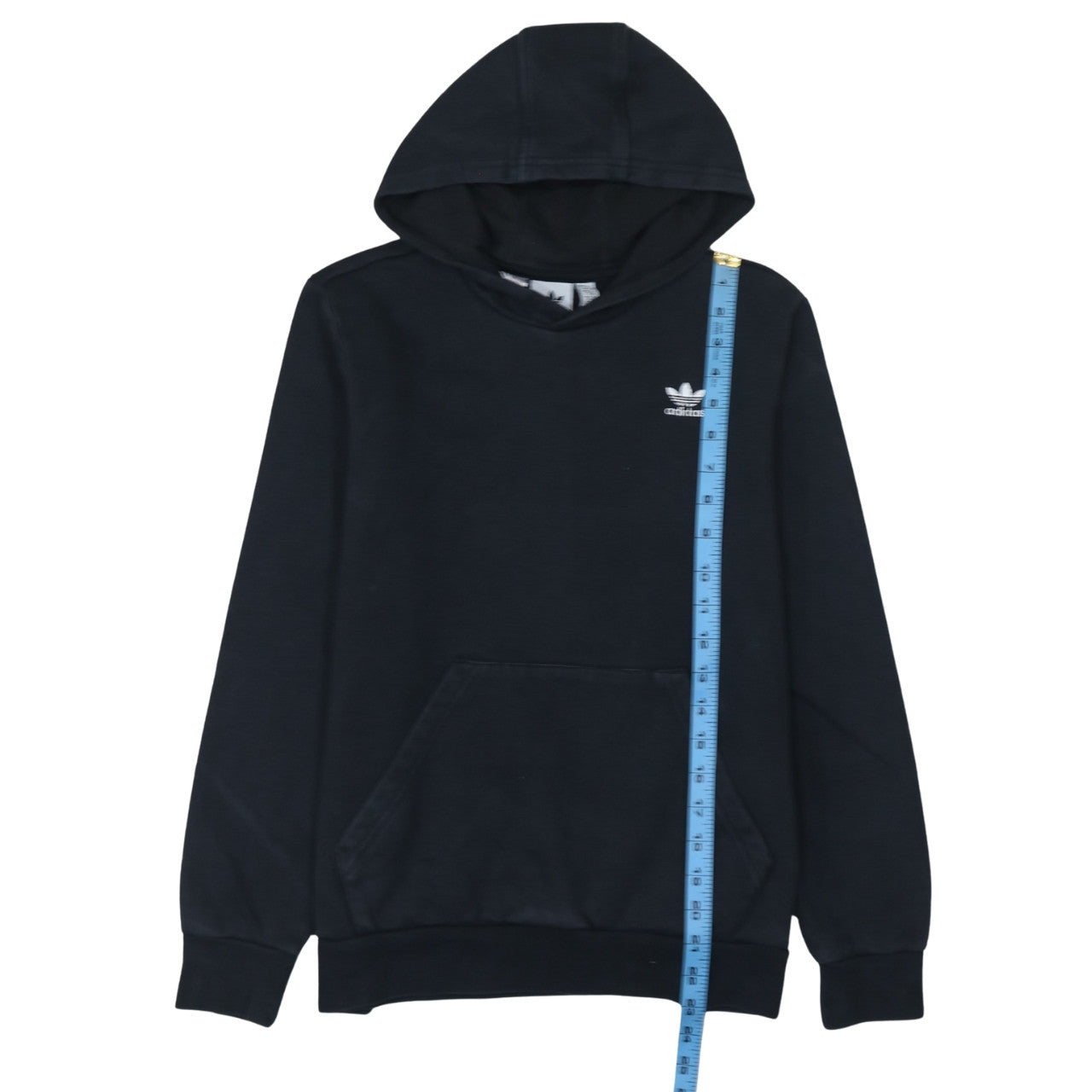 Adidas Boys Black Pullover Hoodie Size 13-14 Years Logo Cotton Blend