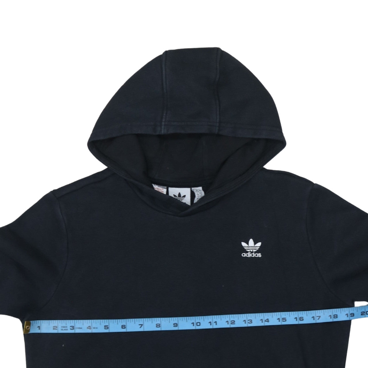 Adidas Boys Black Pullover Hoodie Size 13-14 Years Logo Cotton Blend