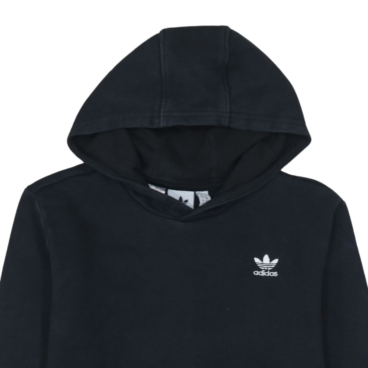 Adidas Boys Black Pullover Hoodie Size 13-14 Years Logo Cotton Blend