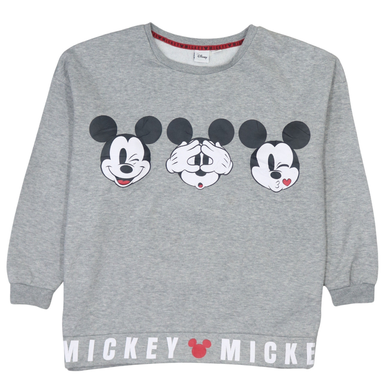 Disney Women Grey Mickey Mouse Graphic Pullover Sweatshirt L