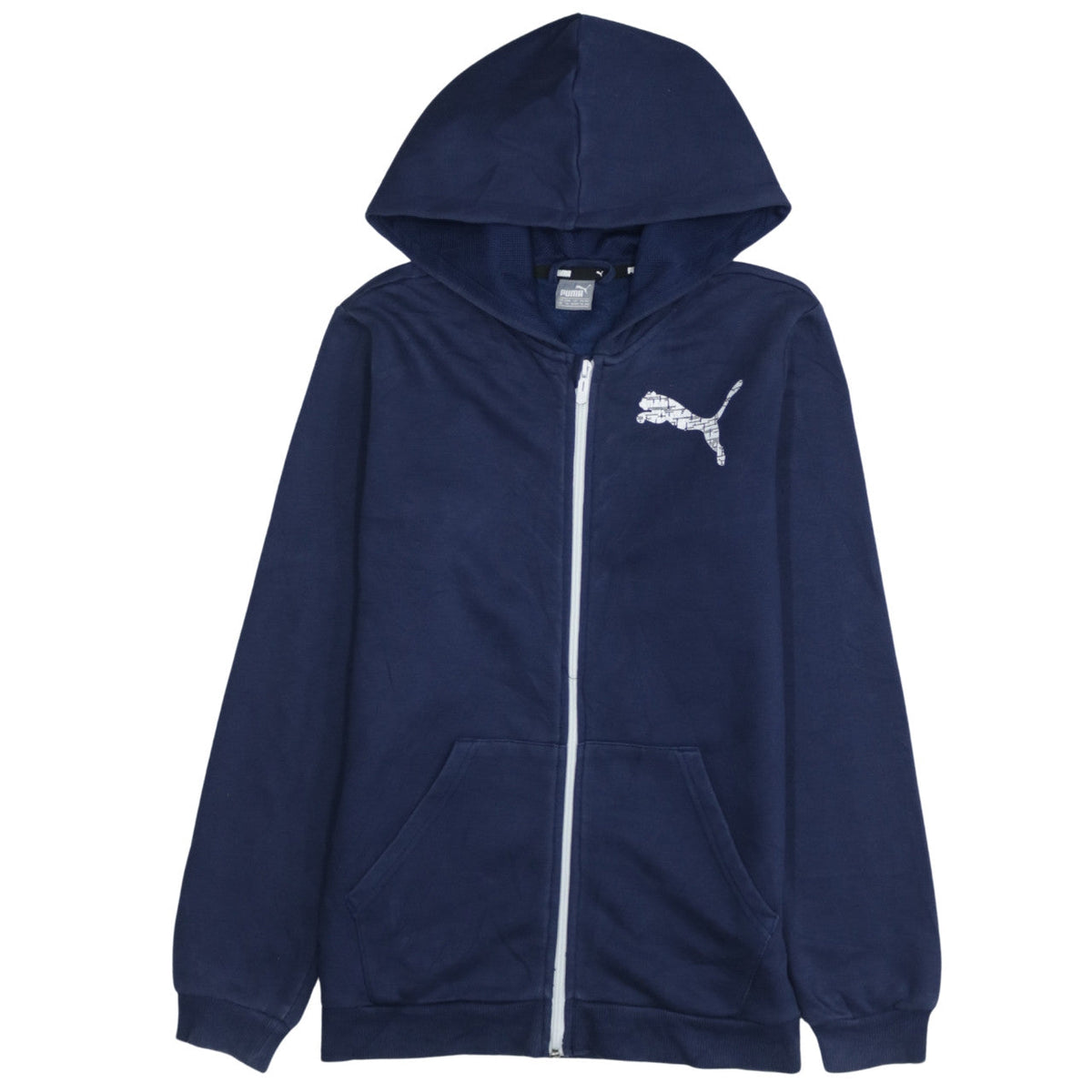 Puma Boys Navy Blue Full Zip Hoodie Size 14-15 Years Cotton Blend