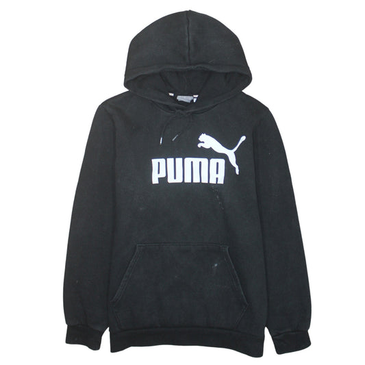 Puma Mens Black Pullover Hoodie M Logo Fleece Sportswear