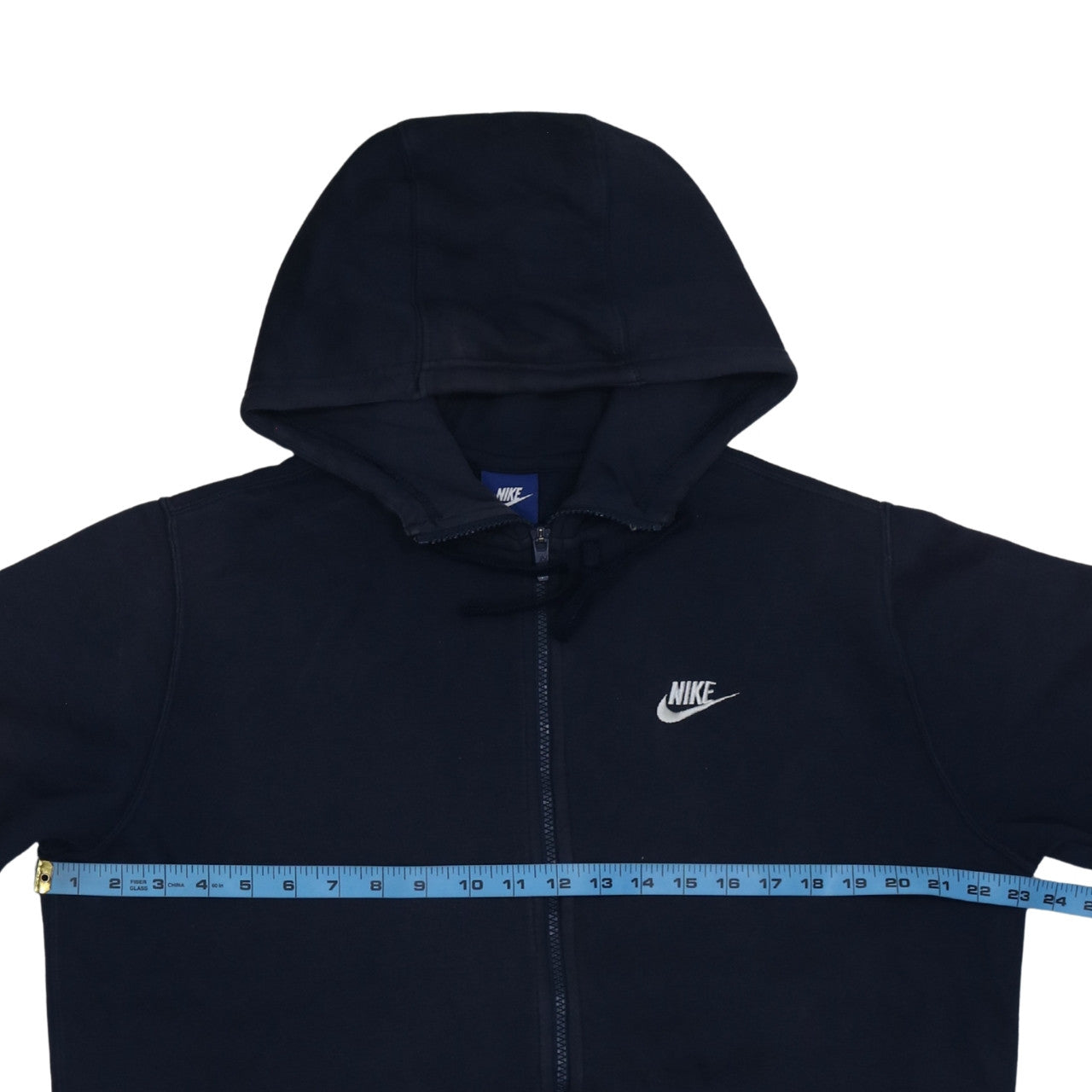Nike Men's Blue Full Zip Hoodie L Cotton Blend Fleece