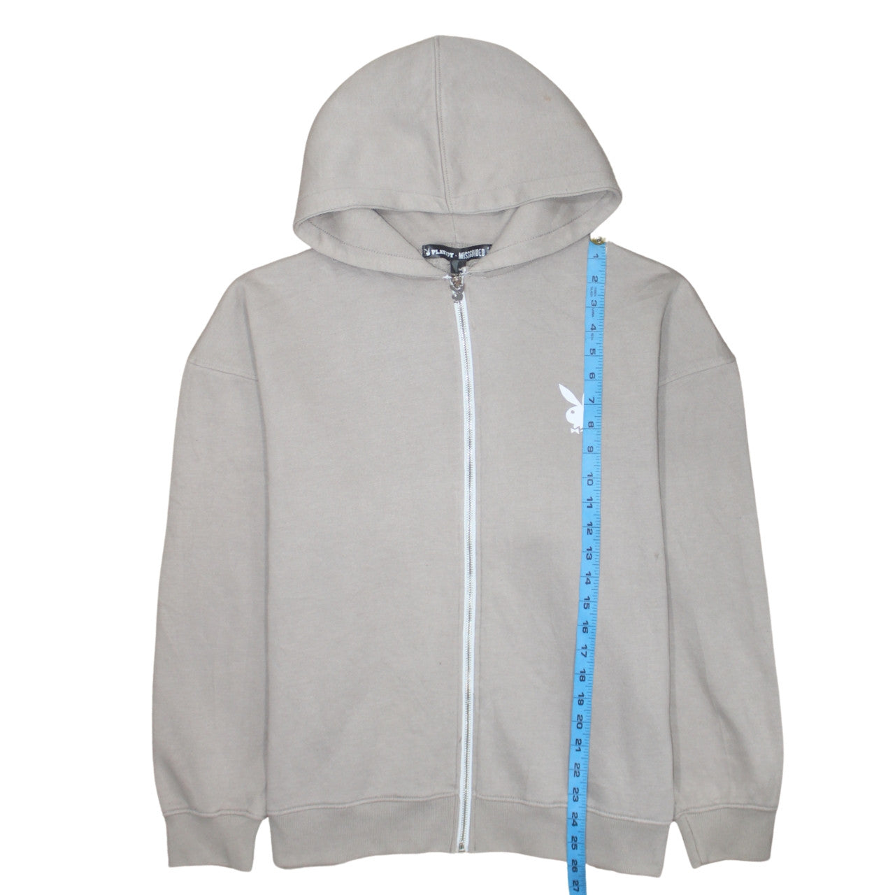Playboy x Missguided Women's Beige Full Zip Hoodie Size M