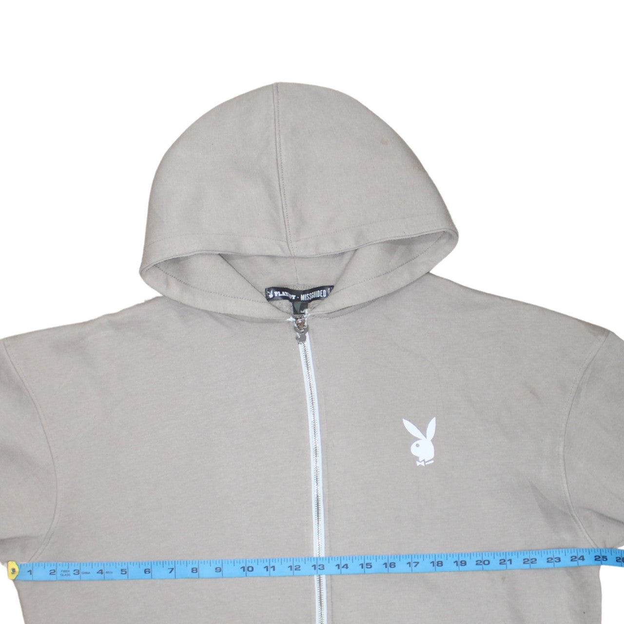 Playboy x Missguided Women's Beige Full Zip Hoodie Size M