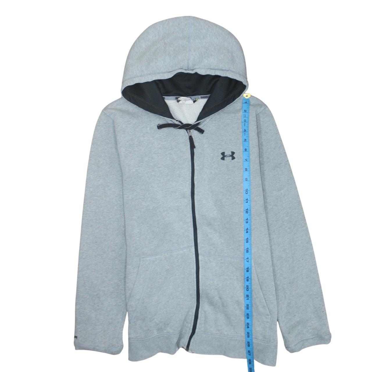 Under Armour Men's Grey Full Zip Hoodie Size L Fleece Cotton