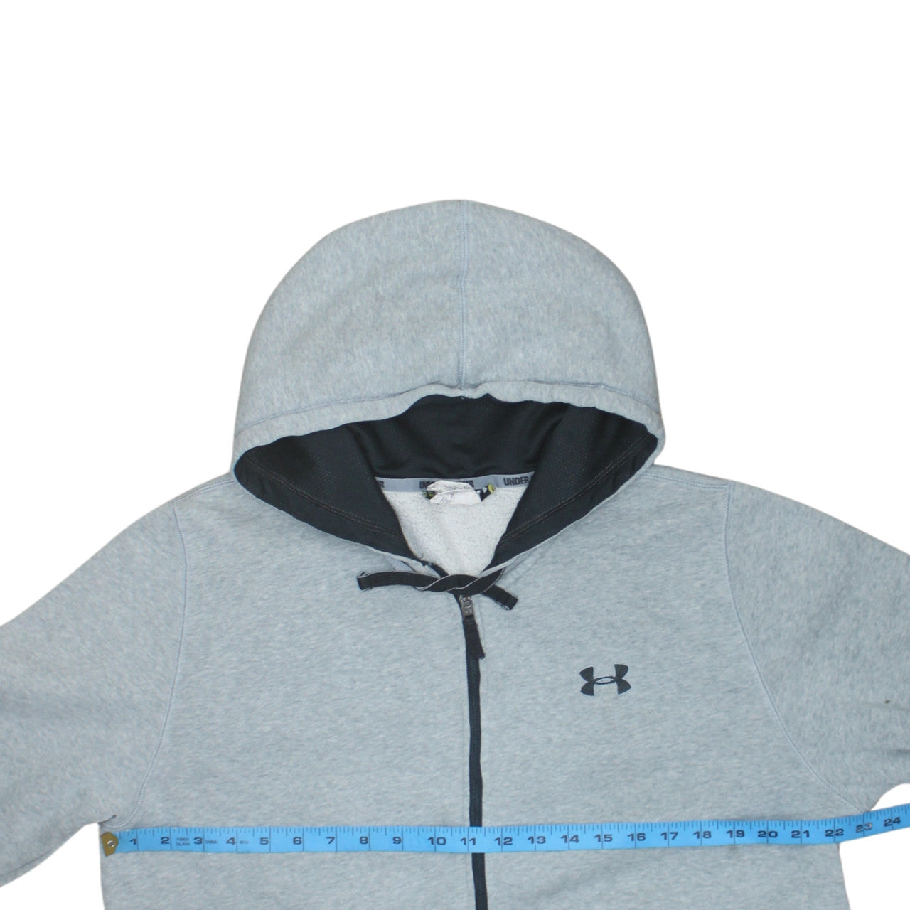 Under Armour Men's Grey Full Zip Hoodie Size L Fleece Cotton