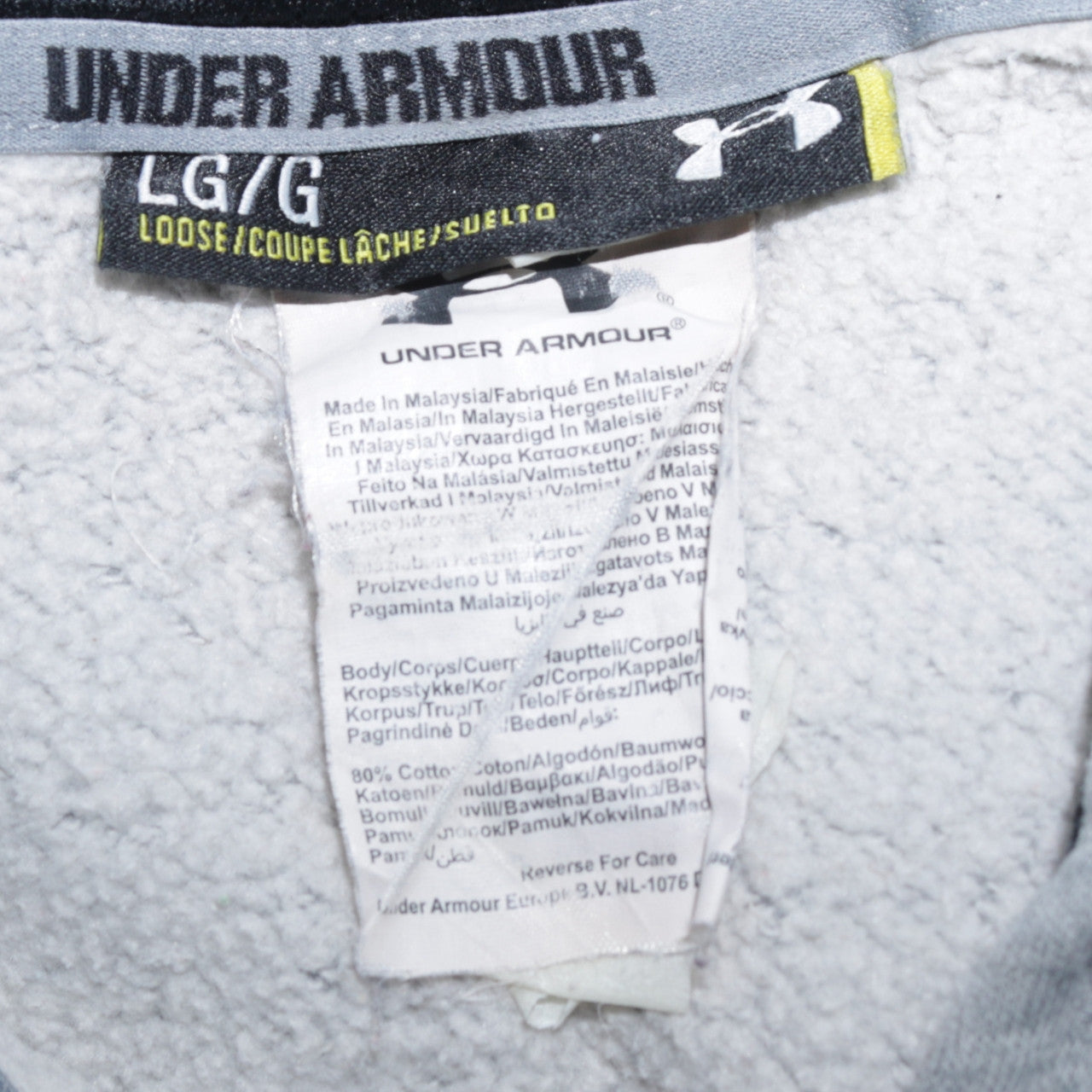 Under Armour Men's Grey Full Zip Hoodie Size L Fleece Cotton
