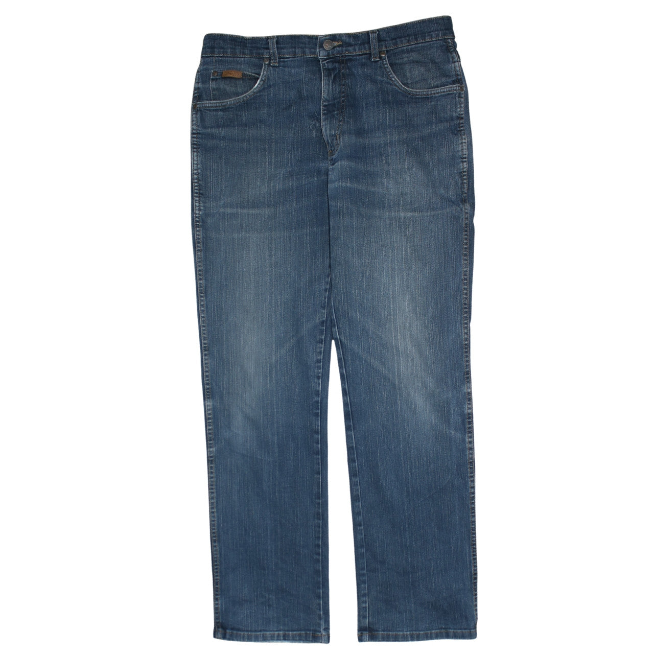 Wrangler Men's Blue 34x32 Straight Fit Stretch Denim Jeans