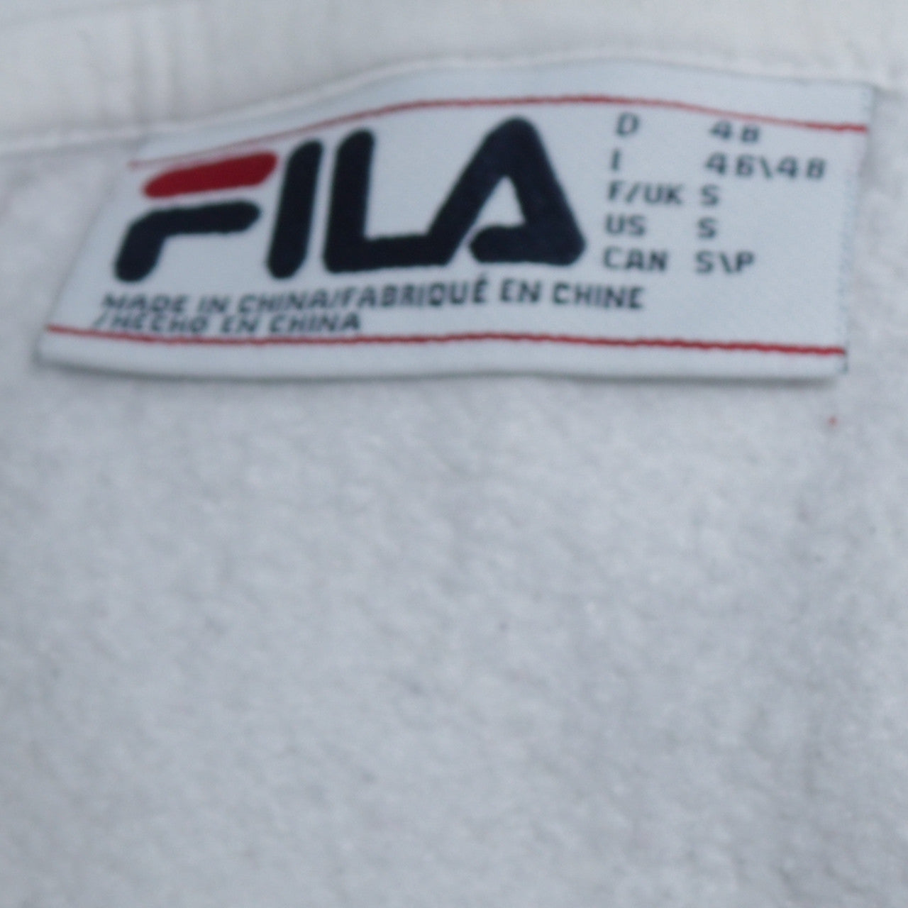 FILA Men's White Pullover Hoodie Small Logo Graphic Print Sweatshirt