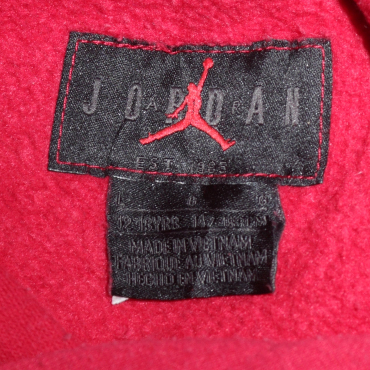 Jordan Boys Red Pullover Hoodie 12-13 Years Classic Fleece Jumpman Logo