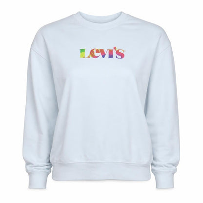 Levi's Womens White Small Pullover Sweatshirt Crew Neck Logo Print