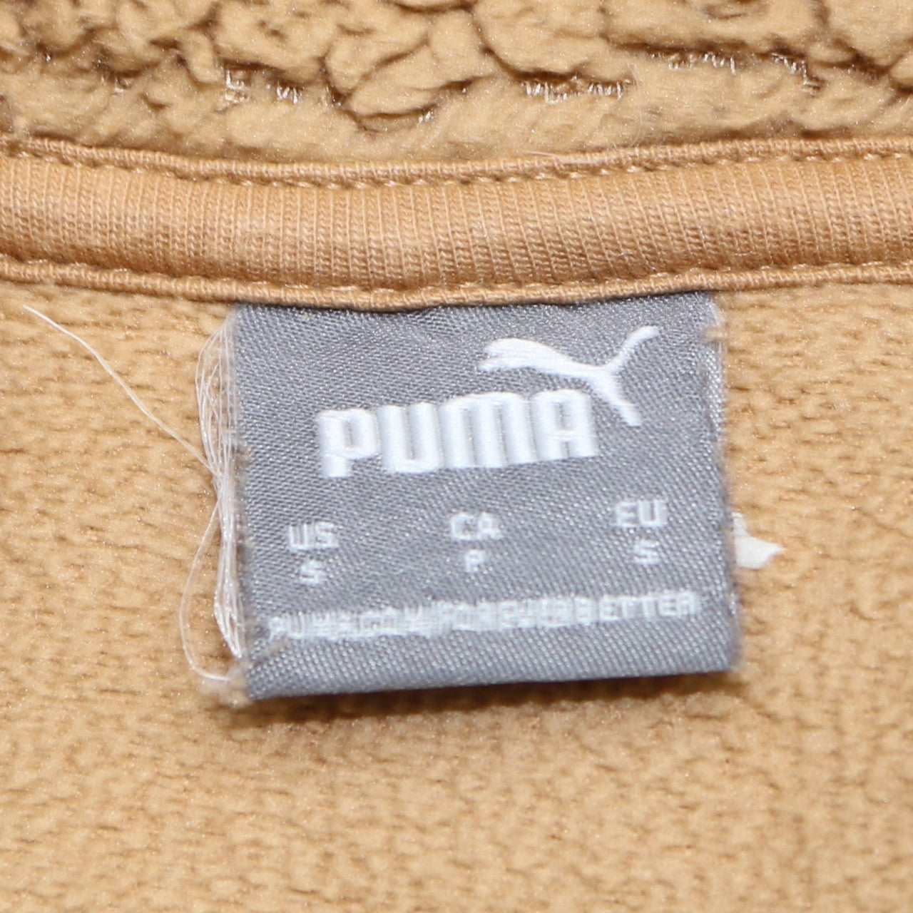 Puma Womens Beige Fleece 1/4 Zip Pullover Sweatshirt Size S