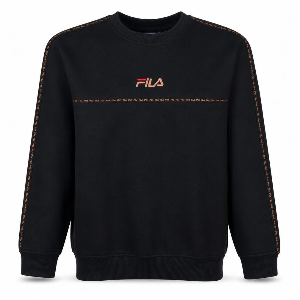 Fila Men's Black Small Pullover Sweatshirt Crew Neck Logo Embroidered