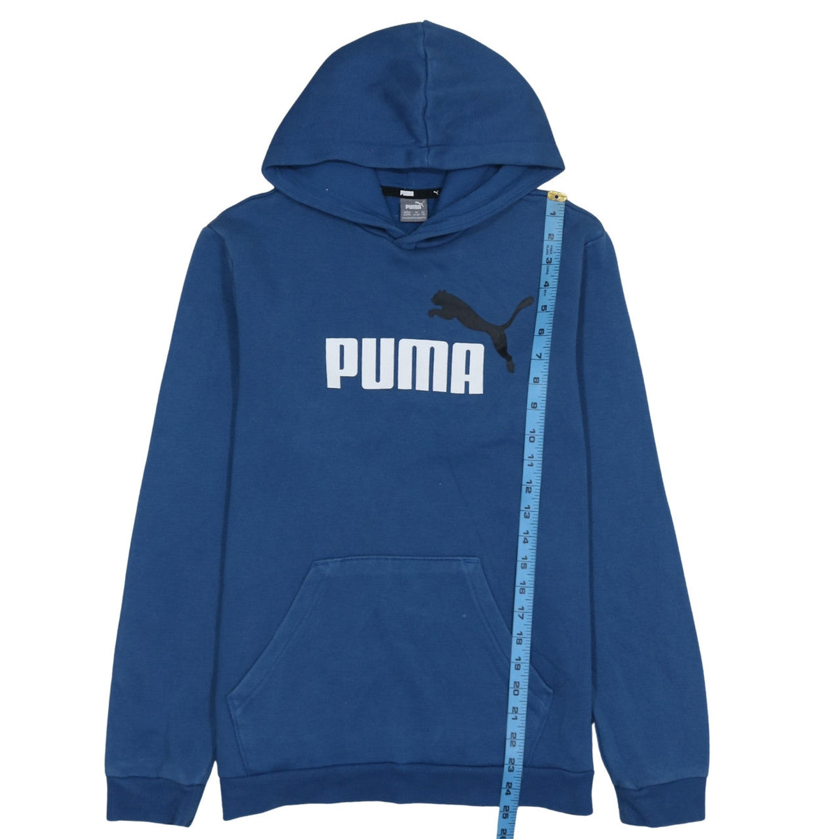 Puma Boys Blue Pullover Hoodie 15-16 Years Logo Front Cotton Blend