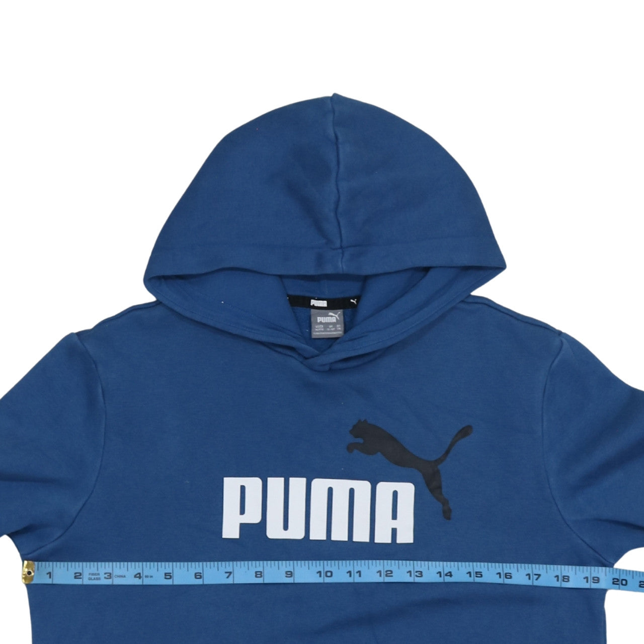 Puma Boys Blue Pullover Hoodie 15-16 Years Logo Front Cotton Blend