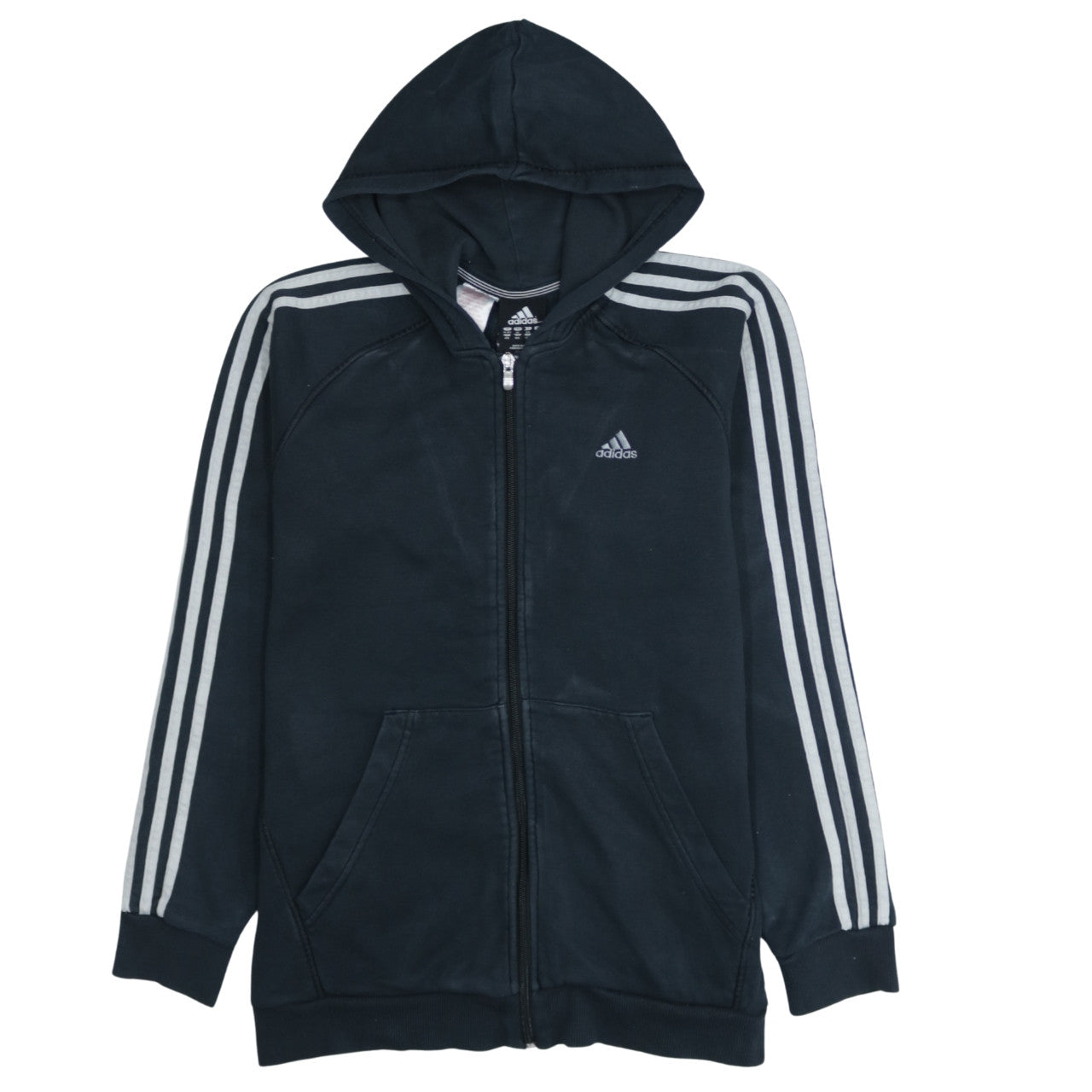 Adidas Boys Black Full Zip Hoodie 15-16 Years Performance Essentials