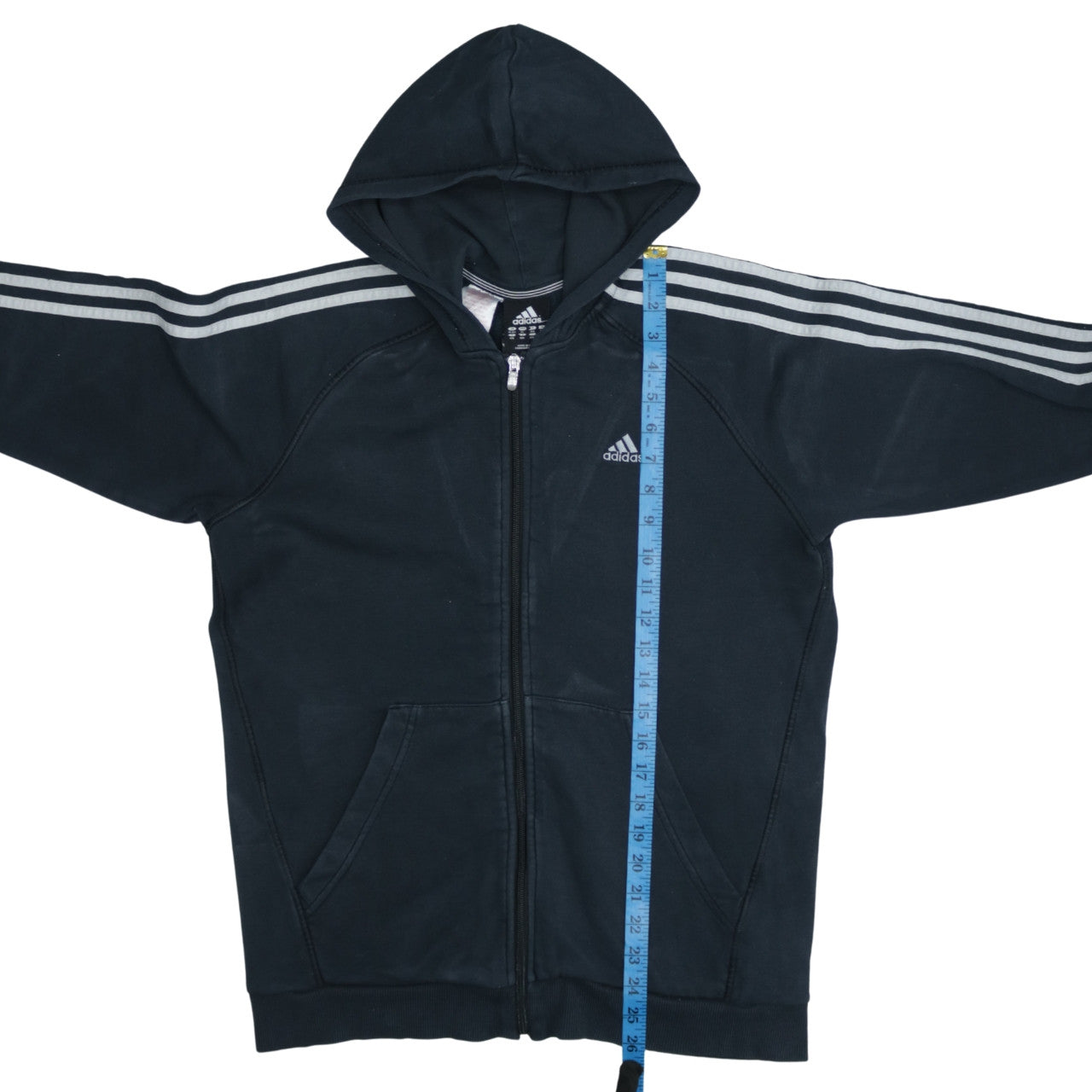 Adidas Boys Black Full Zip Hoodie 15-16 Years Performance Essentials