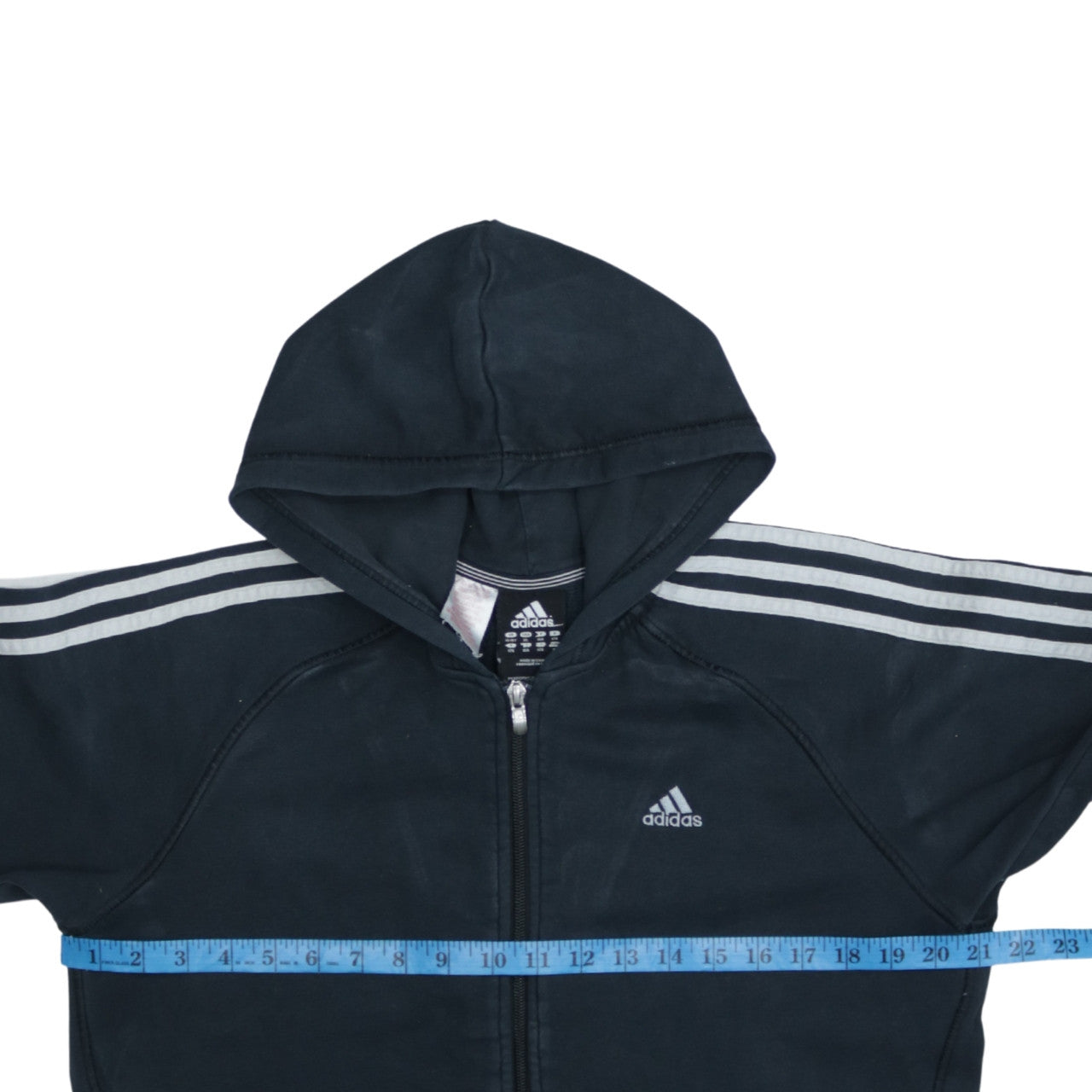 Adidas Boys Black Full Zip Hoodie 15-16 Years Performance Essentials