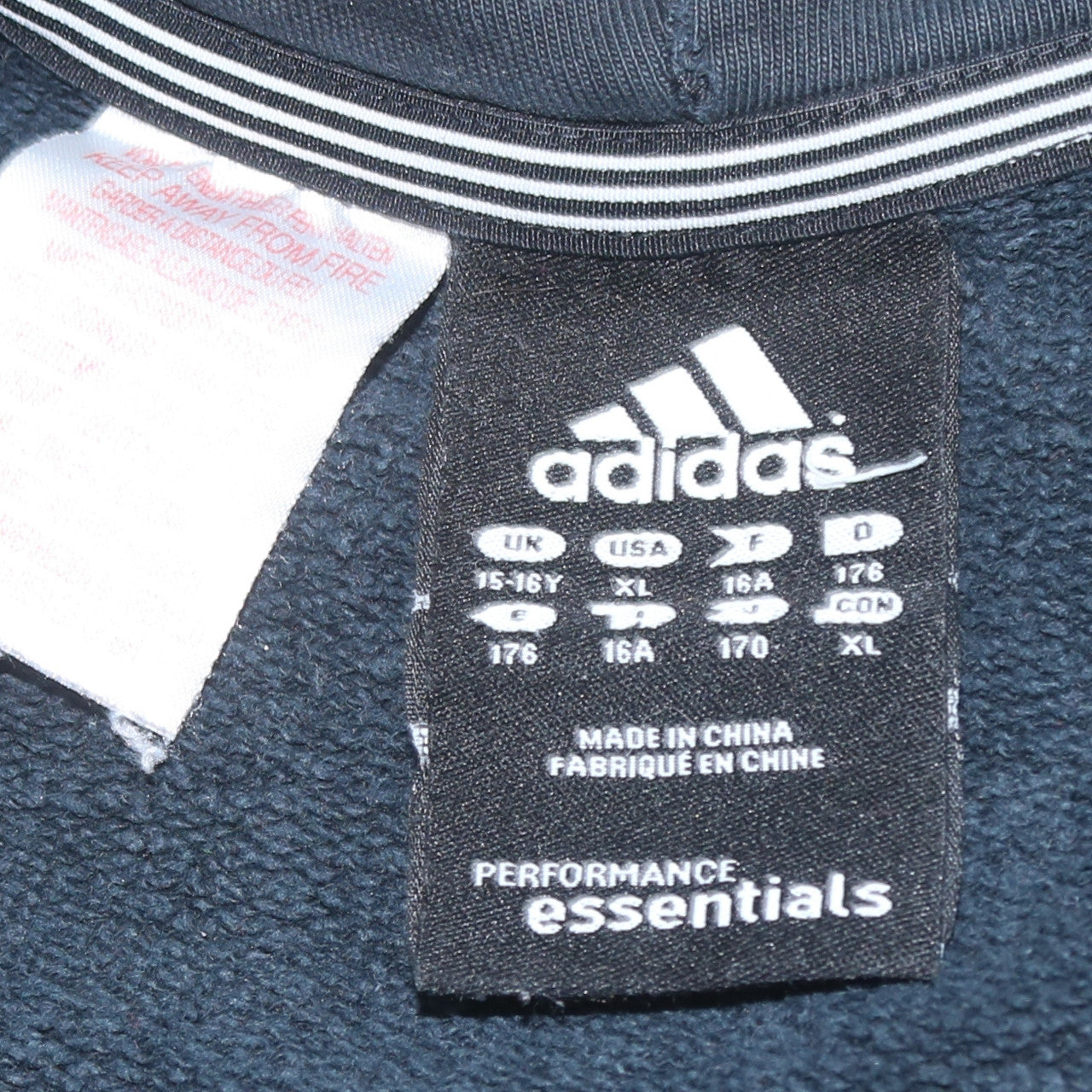 Adidas Boys Black Full Zip Hoodie 15-16 Years Performance Essentials
