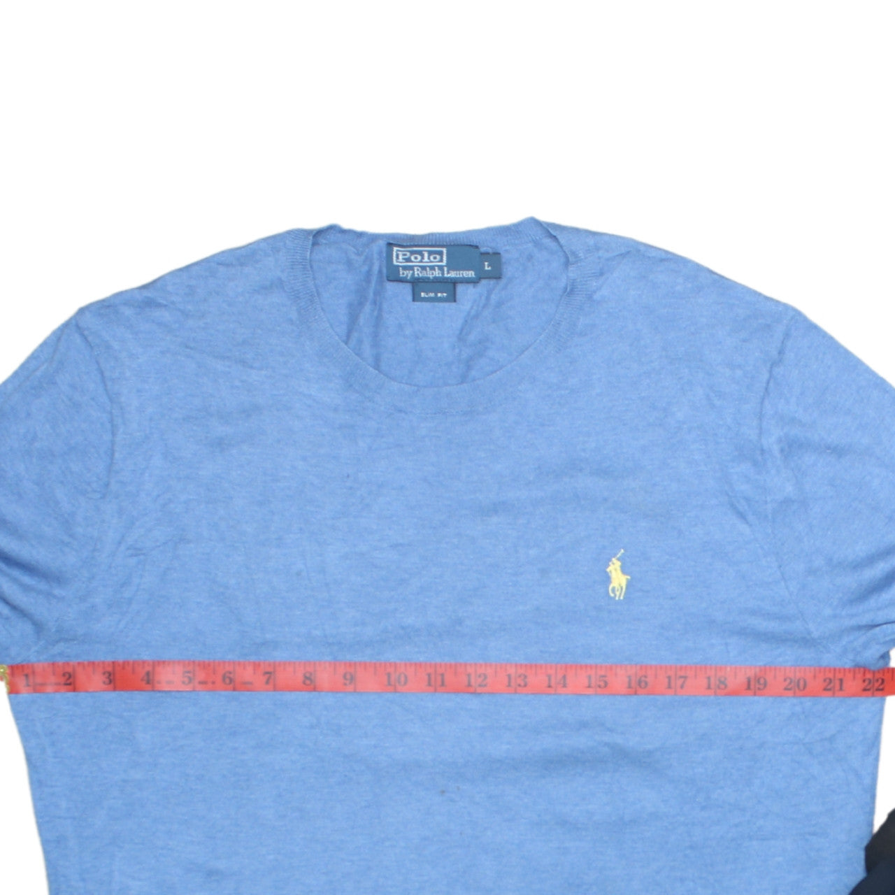 Ralph Lauren Men's Blue Slim Fit Cotton Crew Neck Jumper L
