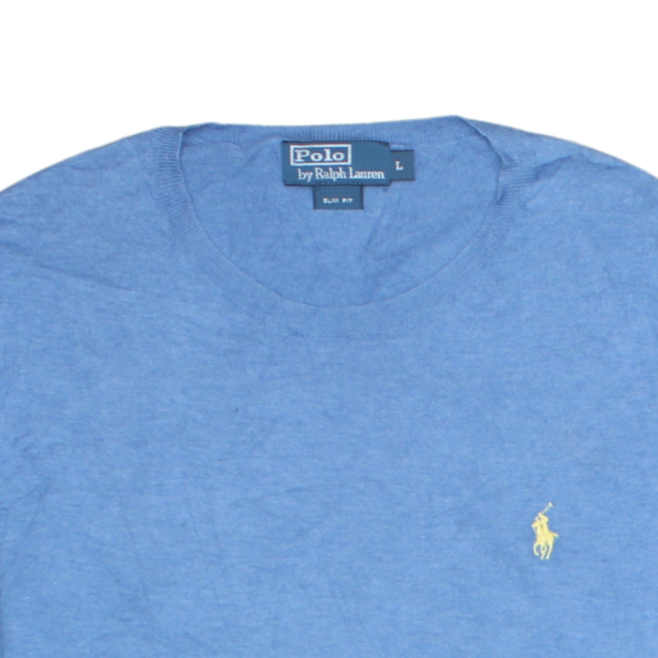 Ralph Lauren Men's Blue Slim Fit Cotton Crew Neck Jumper L
