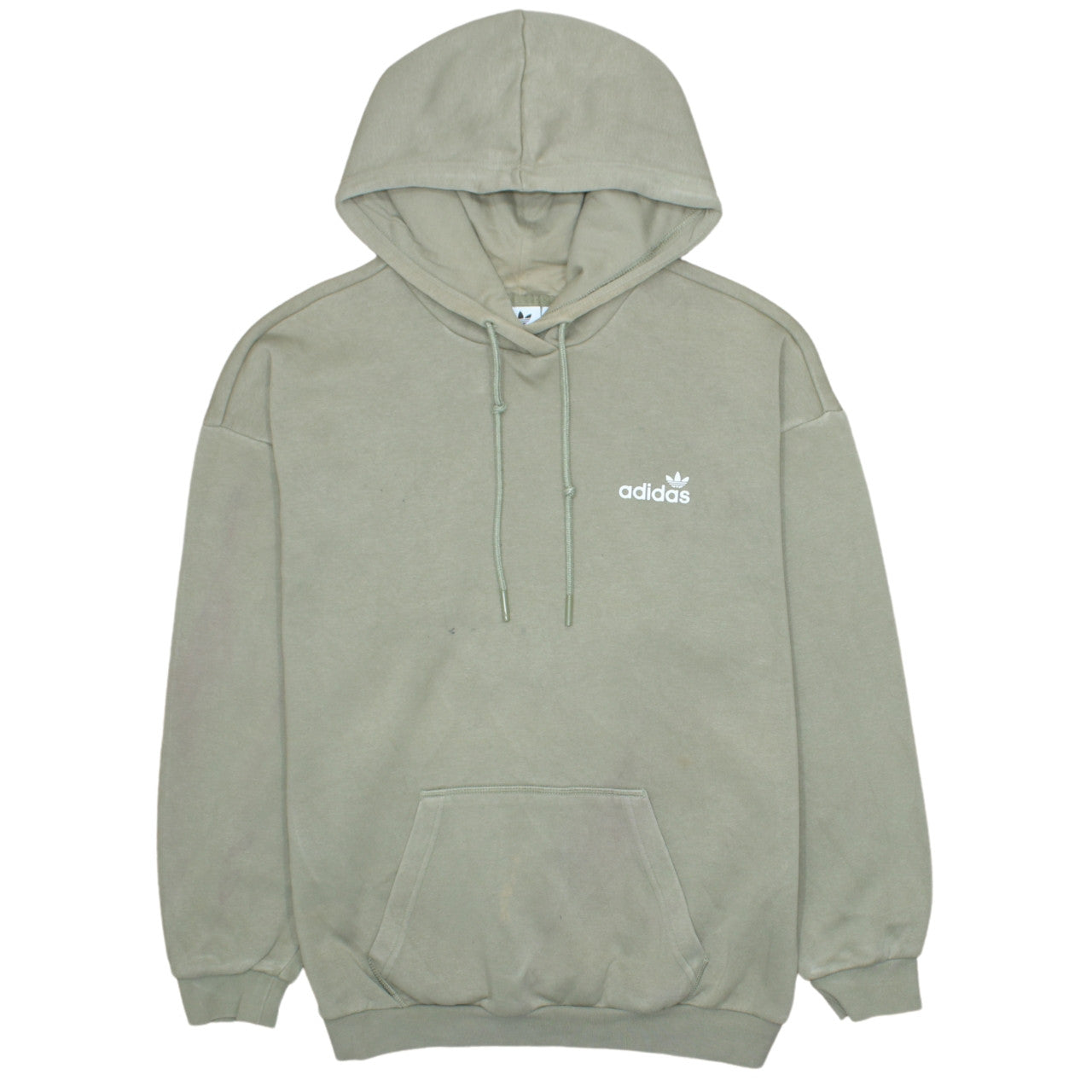 Adidas Men's Beige Pullover Hoodie S Logo Fleece Sweatshirt
