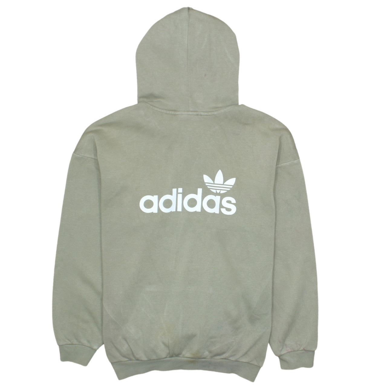 Adidas Men's Beige Pullover Hoodie S Logo Fleece Sweatshirt