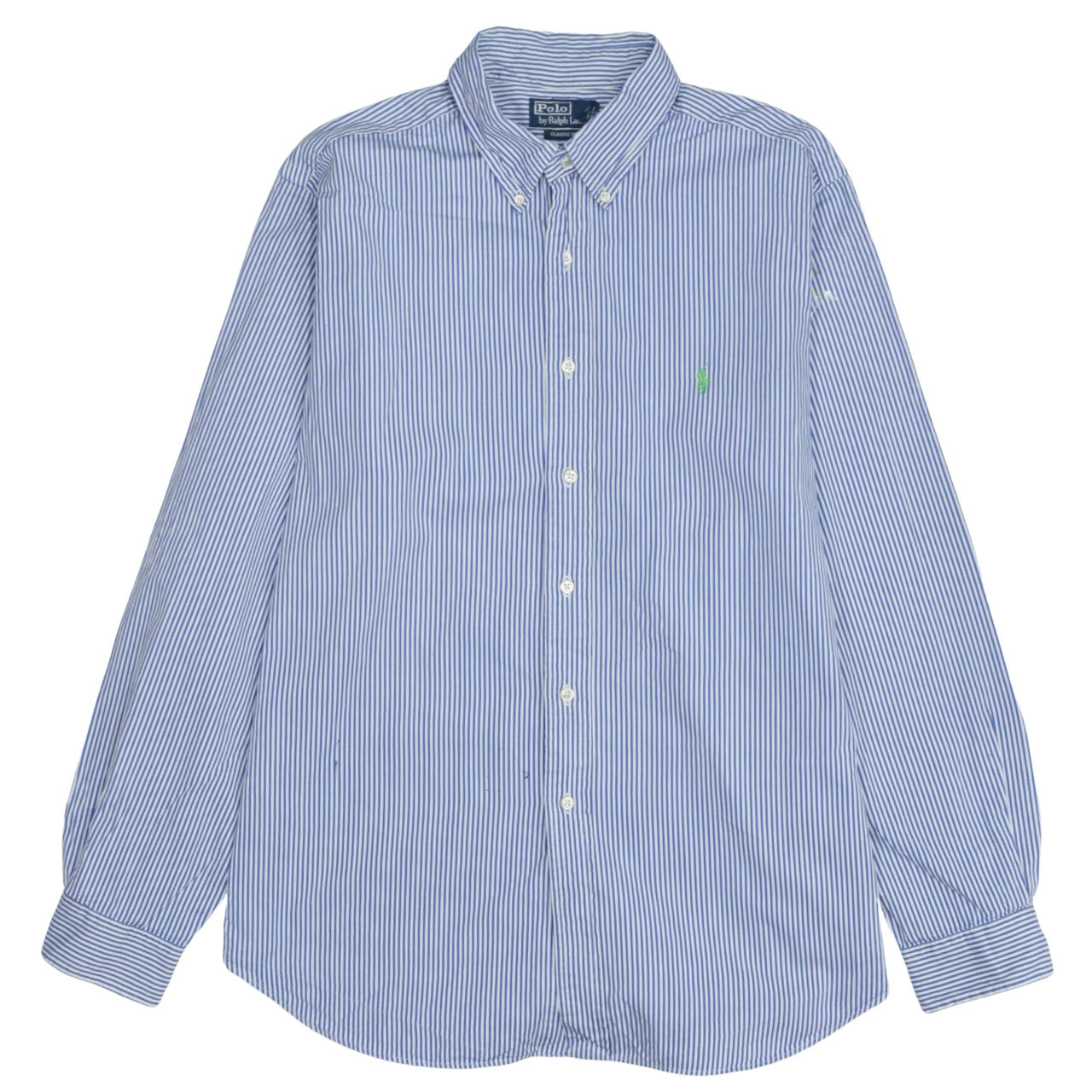 Ralph Lauren Men's Blue Striped Classic Fit Cotton Button-Up Shirt XL