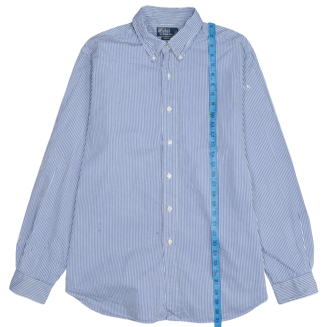 Ralph Lauren Men's Blue Striped Classic Fit Cotton Button-Up Shirt XL