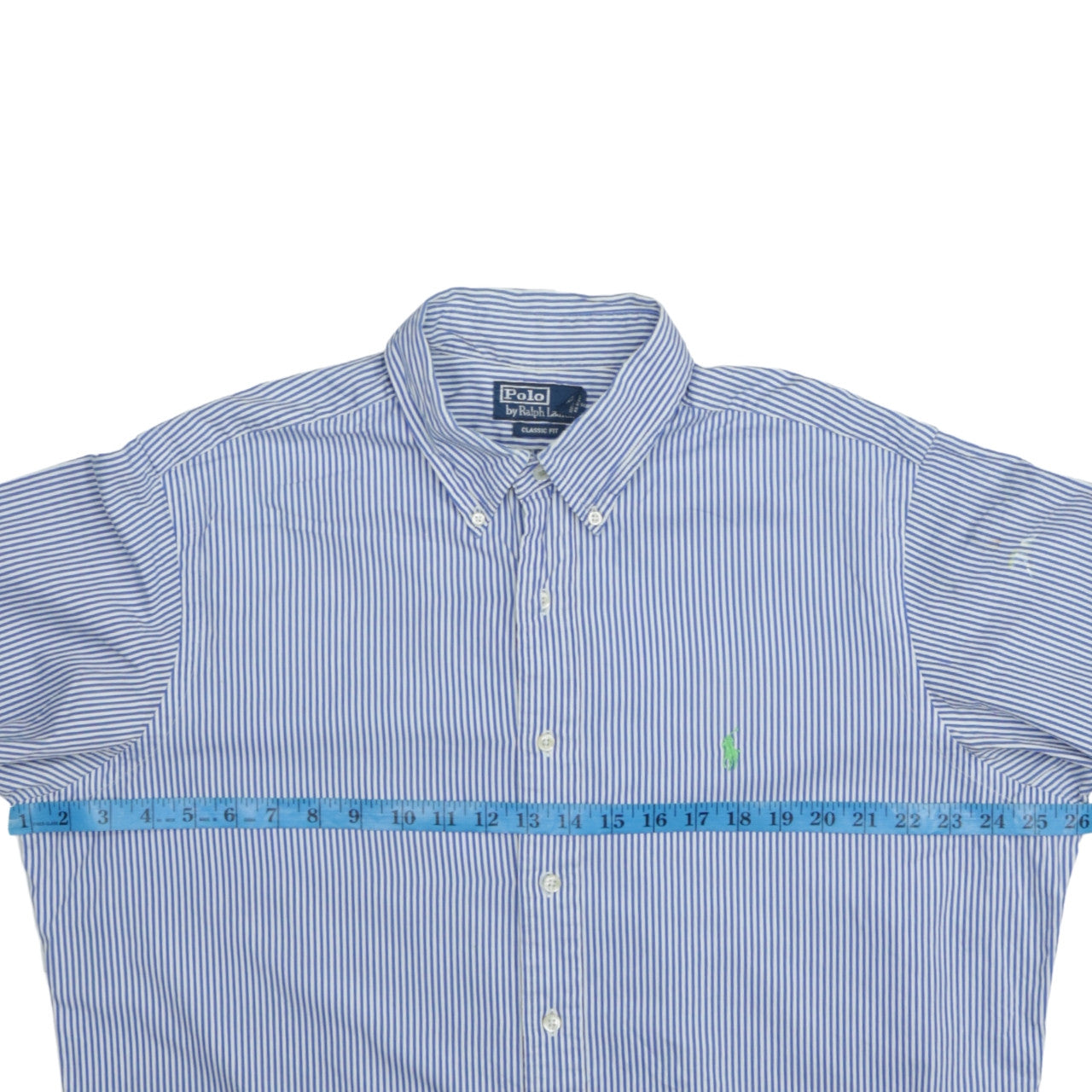 Ralph Lauren Men's Blue Striped Classic Fit Cotton Button-Up Shirt XL