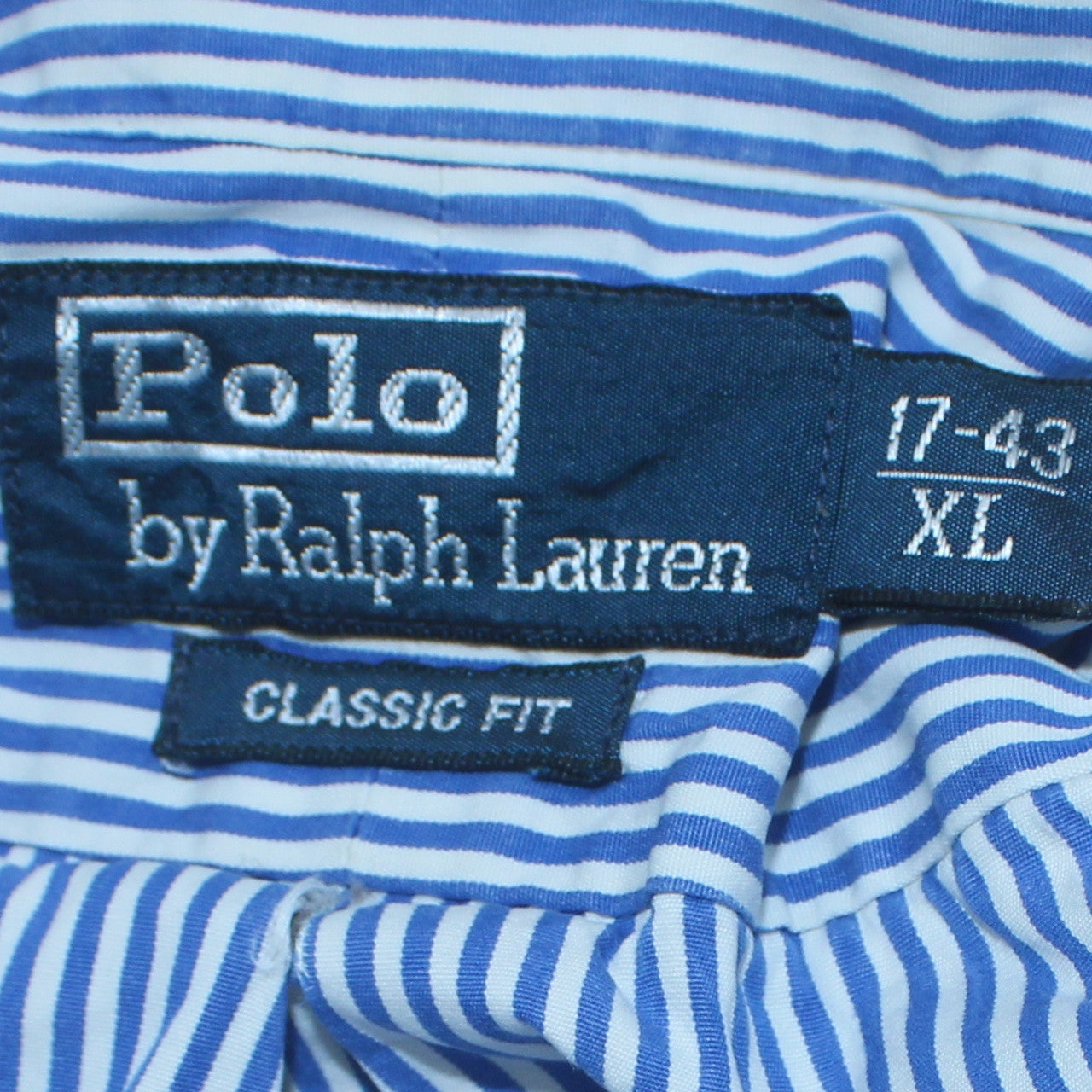 Ralph Lauren Men's Blue Striped Classic Fit Cotton Button-Up Shirt XL
