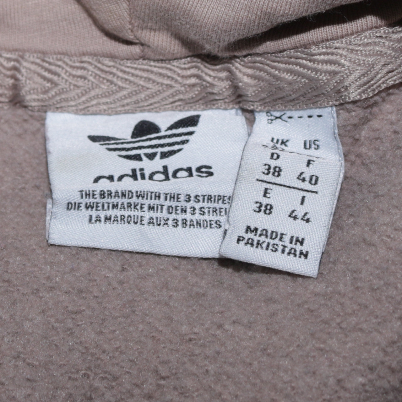 Adidas Men's Beige Pullover Hoodie M Fleece Logo Sweatshirt
